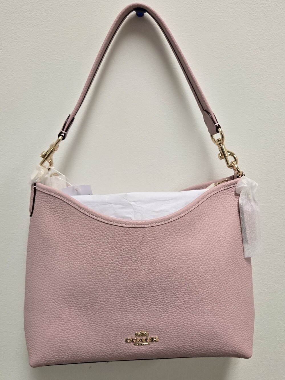 Coach Laurel Pebbled Leather Shoulder Bag in Carnation Pink